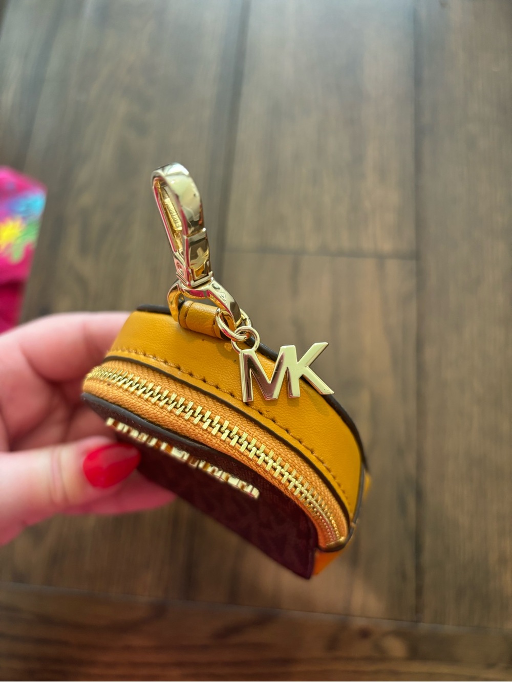 Michael Kors Brown & Yellow Logo Keyring Pouch - Picture 2 of 3